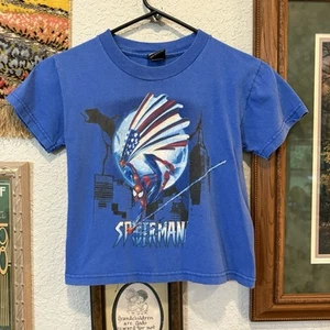 Vintage 2003 RARE Spider-Man USA Flag Comic Cartoon Kids Shirt Size Medium - Picture 1 of 6