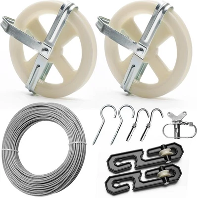 Outdoor Clothesline Kit, 5 "Nylon Clothesline Pulley Kit, 150Ft Clothesline Rope - Image 1 of 4