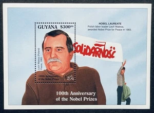 GUYANA 100 JAHRE NOBELPREIS BRIEFMARKEN SS 1995 POSTFRISCH LECH WALESA - Bild 1 von 1