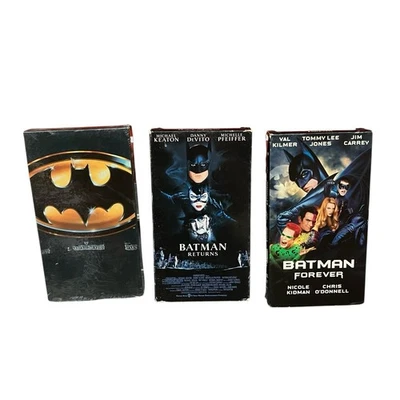 Batman Movie VHS Lot Of 3 Batman Returns Batman Forever 1989 1992 1995 DC Warner - Image 1 of 4