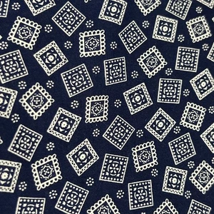 Vtg Cranston Print Works Cotton Blue Patchwork Square Bandana Quilt Fabric 4yd - Picture 1 of 5