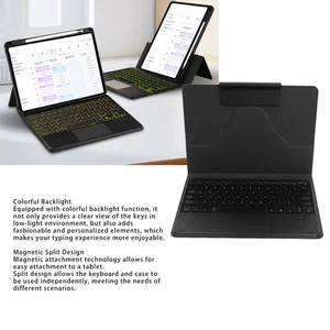 Tablet Keyboard Case BT Colorful Backlight Magnetic Detachable Tablet Case W NEW - Afbeelding 1 van 12