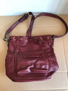 Dark Red Leather Womens Handbag Cross Body Bag  - Picture 1 of 14