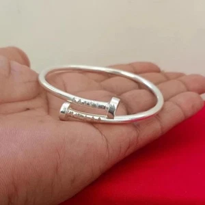 Thick West Indian Bracelet, Silver Adjustable Bangle, Silver Micro GS Jewelry - Picture 1 of 4
