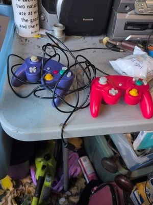Replacement GameCube Controller RED And PURPLE  Works - Image 1 of 4
