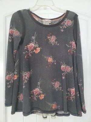 Top suéter de encaje y floral gris Jolt para mujer S Foto 1 de 3