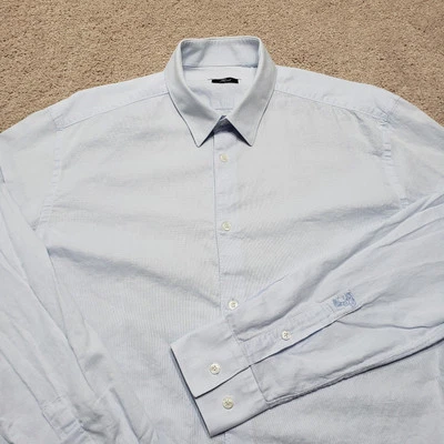 Camisa Versace Masculina 17-43 Coleção Azul Designer de Tendências Italiana Legal Leve - Imagem 1 de 4