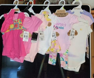 NEW Baby Girl 3, 9, 18 Months Clothes Lot Bundle Of Bodysuits, Outfits - Picture 1 of 9
