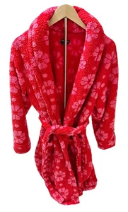 Kate Spade NY Morgenmantel Damen Größe M rot rosa weich Plüsch Wickeloptik Blumen gemütlich Lounge - Bild 1 von 9
