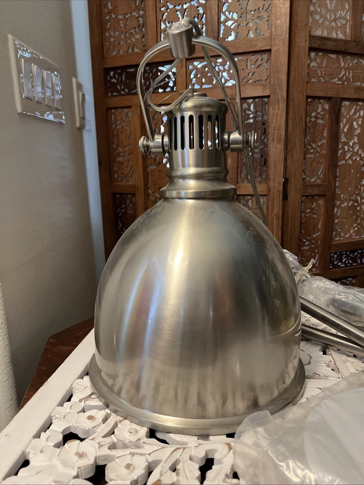 Pottery Barn Pendant Light Cortland Stainless Steel Contract Grade Industrial - Image 1 of 4