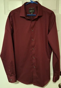 Kenneth Cole Awearness Non Iron Slim Fit Dress Shirt Men's 17.5 34/35 Maroon - Picture 1 of 7