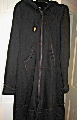 Prairie Underground Long Cloak Hoodie Organic Cotton Coat Jacket Medium Black US - Image 1 of 4