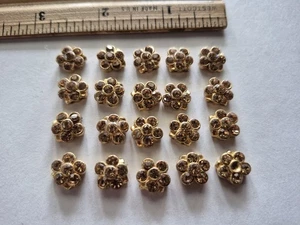 Vintage Lot of 20 TOPAZ rhinestone flower Beads buttons create CRAFT JEWELRY - Picture 1 of 6