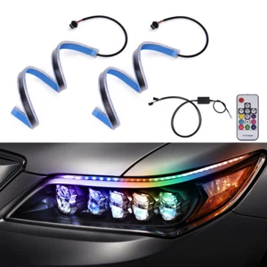 Car LED Strip Lights, 2Pcs 18.5 Inch Flexible LED Headlight Strips Dual Color - Picture 1 of 9