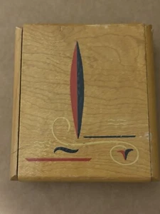 Seltenes Vintage handbemaltes Holzpulver Make-up kompakt - Bild 1 von 7