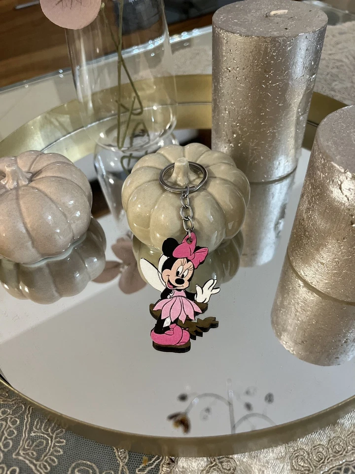 Schlüsselanhänger Minnie Maus Disney Geschenk Kinder Holz Geburtstag - Bild 1 von 1