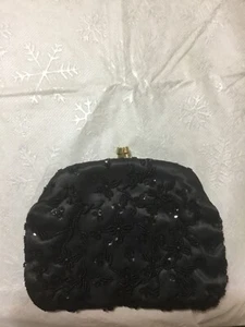 Vintage Evening Bag Black Hand Made in Hong Kong Sequins - Picture 1 of 5