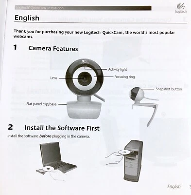 Logitech QuickCam Webcam Wired with Clip Model V-UAP42 USB Camera (Pre-owned) - Image 1 of 4