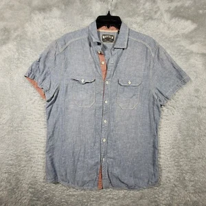 Jeremiah Shirt Mens Large Blue Linen Cotton Button Up Short Sleeve - Picture 1 of 7