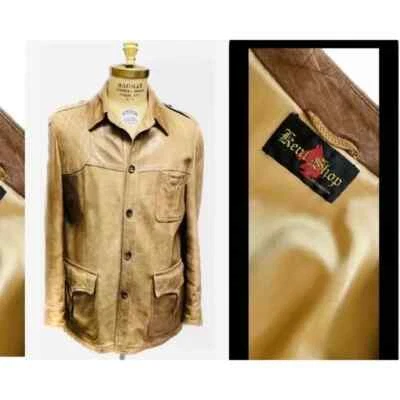 KENT SHOP | XL | Richardson Camel Leather Button Down Vintage Jacket MSRP$995 - Image 1 of 4