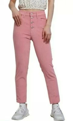 Calça feminina skinny Levi's 721 veludo cintura alta botão frontal - Blush TAMANHO 4 - Imagem 1 de 4