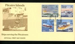 Postal History FDC #258-261 Pitcairn Islands 1985 ships boats fishing - Picture 1 of 2