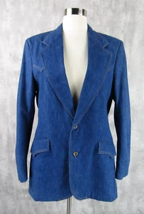 Vintage 70's Lee Jeans Denim Blazer Jacket 40R Sport Coat Western Disco USA - Picture 1 of 7