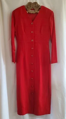 Vestido Misty Lane para mujer talla 10 rojo brillante mezcla de lana manga larga maxi vacaciones Foto 1 de 4