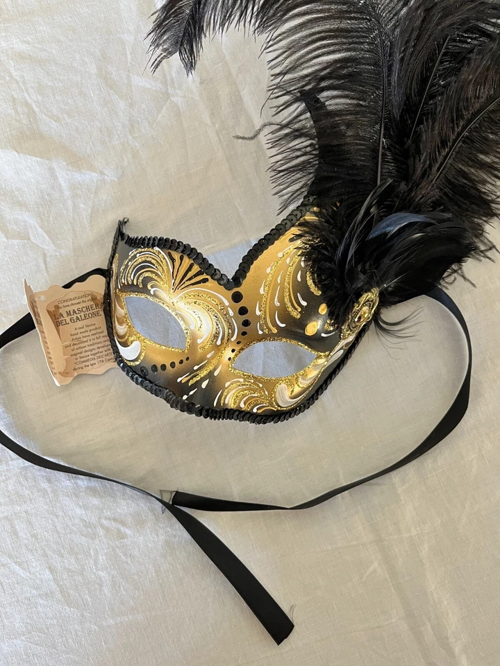 Mask Venetian La Maschera with Tag Venice Italy Mardi Gras - Image 1 of 4
