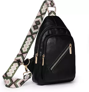 Crossbody Bags Leather Sling Bag for Trendy Women Black - Picture 1 of 7