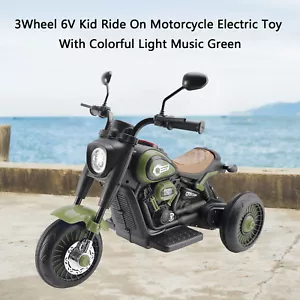 3Wheel 6V Kid Ride On Motorcycle Electric Toy With Colorful Light Music Green - Picture 1 of 13