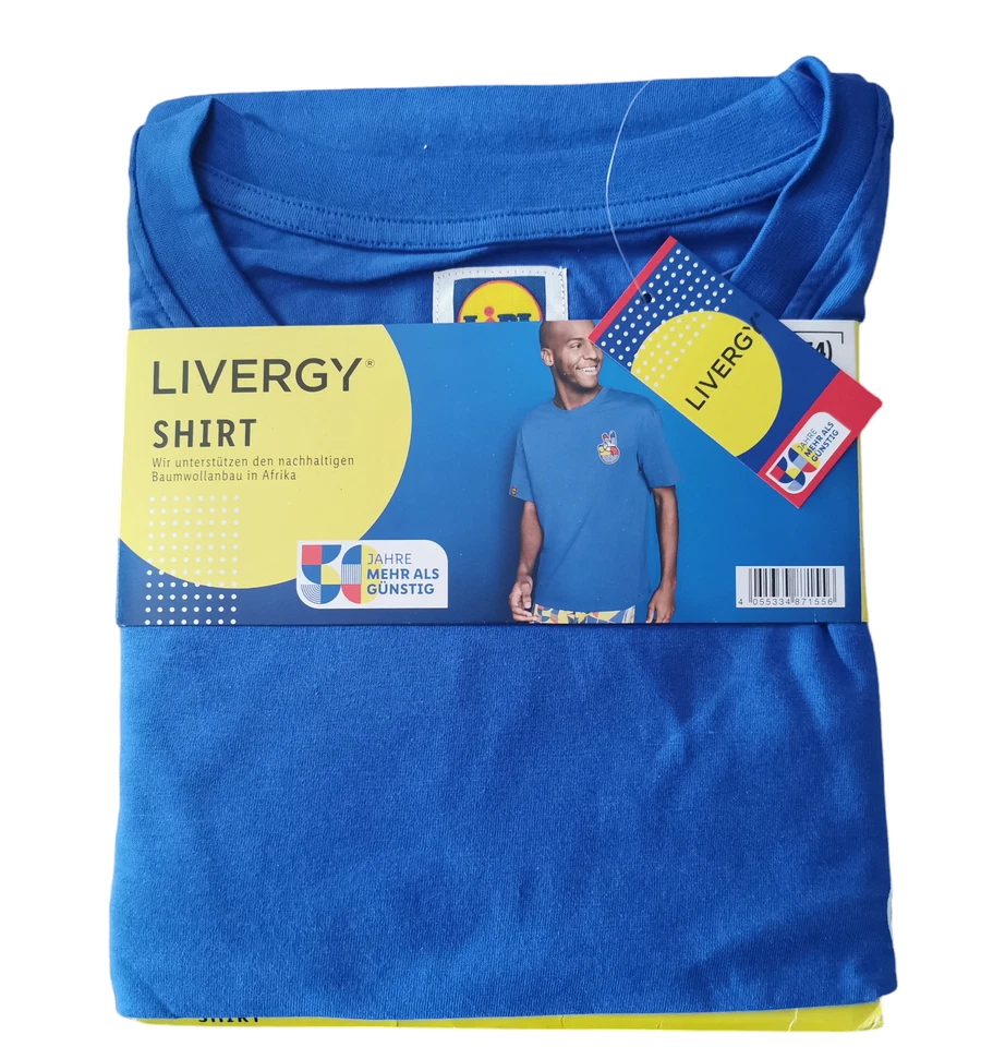 LIDL - T-SHIRT HERREN - L 52/54 blau - 100 Baumwolle - Neu - 50 Jahre - Livergy