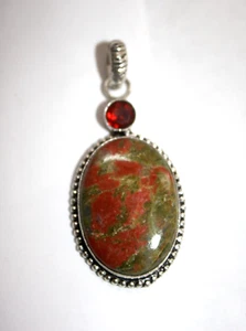 Hermoso colgante grande de plata de ley de 2 piedras 16 gramos - Imagen 1 de 5