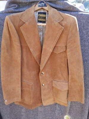 Craftsmen Vtg. Cresco Suede Leather Coat/ Blazer Size 40. W/Dust Cover  - Photo 1/4