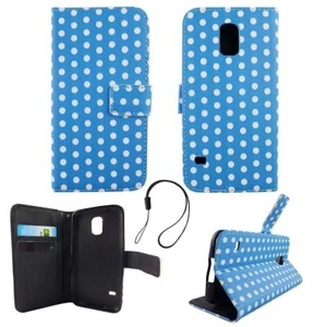 Funda Protectora para Samsung Galaxy S5/S5 Neo Lunares Bolsa Azul Book Style - Imagen 1 de 2
