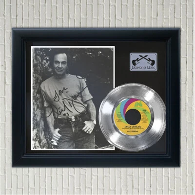 Neil Diamond "Sweet Caroline" Framed Silver Reproduction Signed Record Display - Image 1 of 4