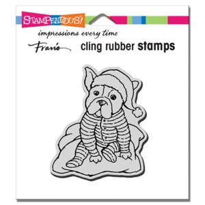 Stampendous Retired Cling Stamp "Pajama Pup" CRQ254 Christmas Cardmaking - Picture 1 of 1
