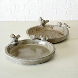 Vogeltränke rund Beton mit Dekovögeln (1013551) Vogelbad Gartendeko - Bild 1 von 4