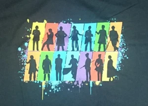 Dr Who 14 Doctors Silohouette T-shirt Doctor 1-13 + War - Picture 1 of 2