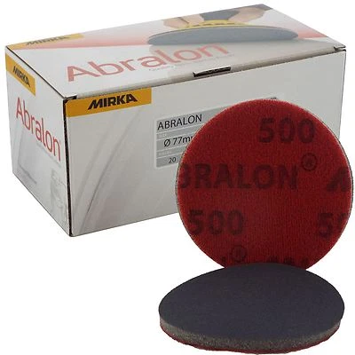 Mirka Abralon 77mm 3" P500 Grit 20x HookNLoop Foam Fine Finishing Discs Pad