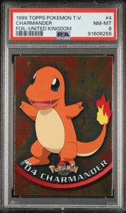 Charmander Topps PSA 8 Pokemon Card Holo Foil #4 TV United Kingdom 1999 - Picture 1 of 2