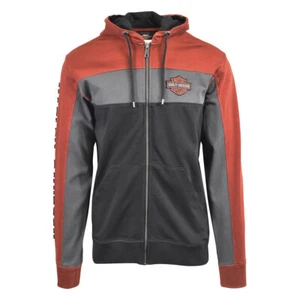 Harley-Davidson Men's Hoodie 3-Tone Copperblock Full Zip (S01) - Picture 1 of 6