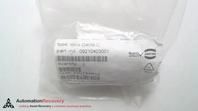 HARTING 09210403001, HAN D CRIMP CONNECTOR, HAN-D40M-C, NEW #311677 - Image 1 of 3