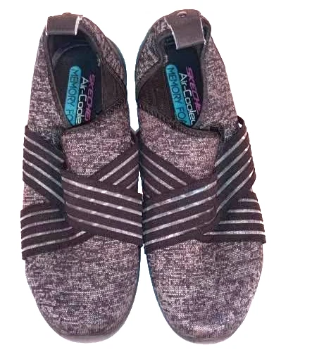 Zapatos Skechers para mujer negros tejidos sin cordones espuma viscoelástica refrigerada por aire cómodos elásticos Foto 1 de 4