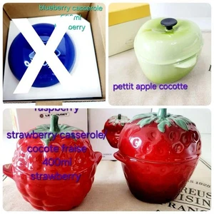 LE CREUSET FRUIT BERRIES STRAWBERRY & RASPBERRY & Apple Cocotte Stone Ware - Picture 1 of 15