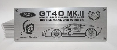 1/10 Ford GT40 MK2 #2 Winner 24h Le Mans 1966 Metal Name Plate Plaque for Exoto - Image 1 of 2