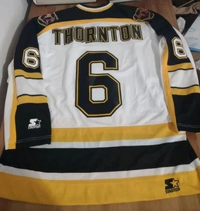 Vintage 90s Joe Thornton Boston Bruins Stitched Rookie Szn Starter Jersey Sz 2XL - Picture 1 of 14
