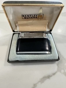 Vintage Bentley Butane Lighter in Box Crome / Leather Trim Cigar Cigarette - Picture 1 of 11