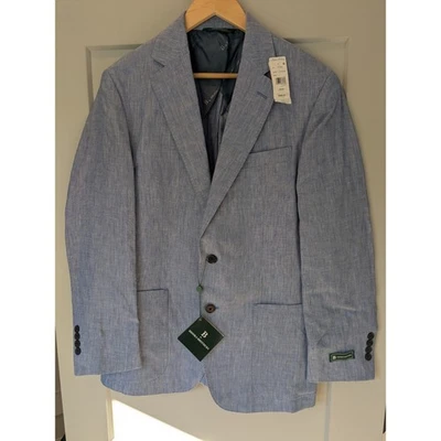 Brooks Brothers Mens Light Blue Linen Blend Blazer Jacket Sport Coat Size 38SH - Image 1 of 4