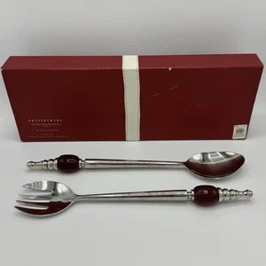 Pottery Barn Rot Glasperlen Lange Gabel Löffel Servierer Set Urlaub Weihnachten - Bild 1 von 14